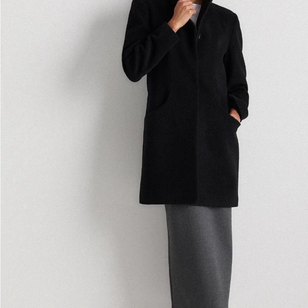 Quince Wool and Cashmere Cocoon Coat in Black Size Small 832 - Picture 2 of 8